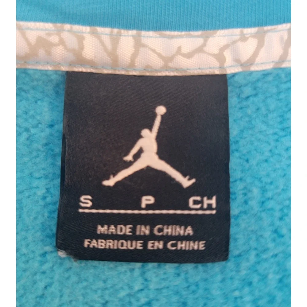 Jordan Jumpman Varsity Bomber Mens Hoodie Jacket Small Teal Blue Grey Snap Front